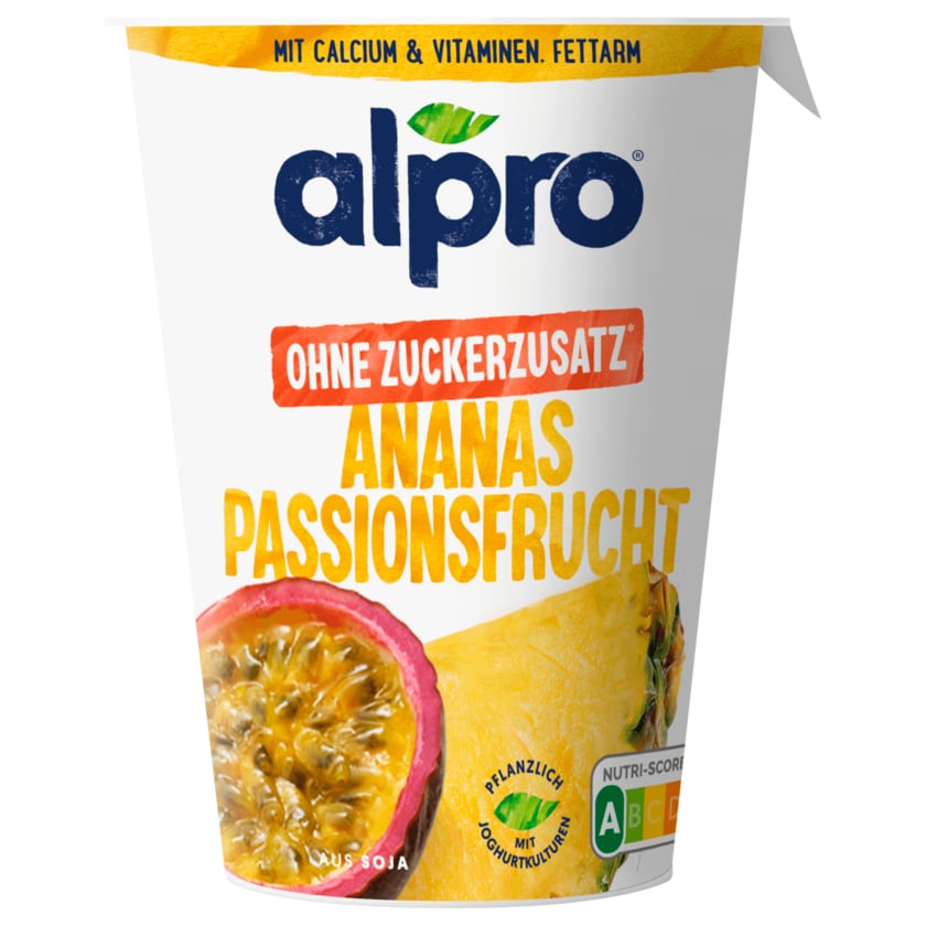 Alpro Soja-Joghurtalternative Ananas-Passionsfrucht ohne Zuckerzusatz 400g